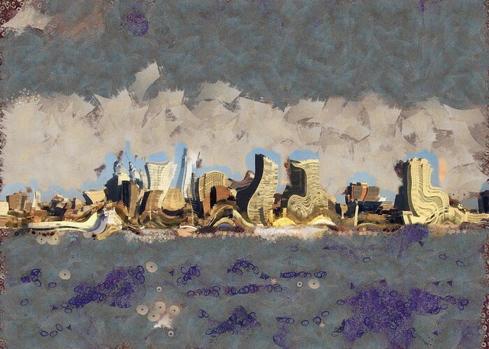 Skyline Greeting Card featuring the mixed media Wacky Philly Skyline by Trish Tritz