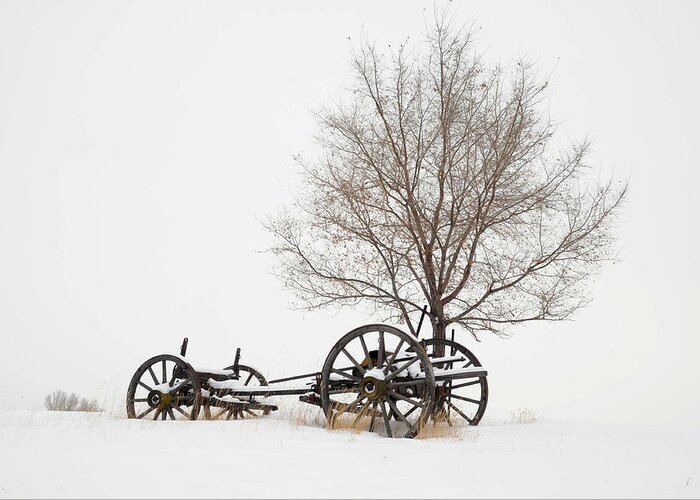 Wagon Greeting Card featuring the photograph Wagon in the Snow by Dave Rennie