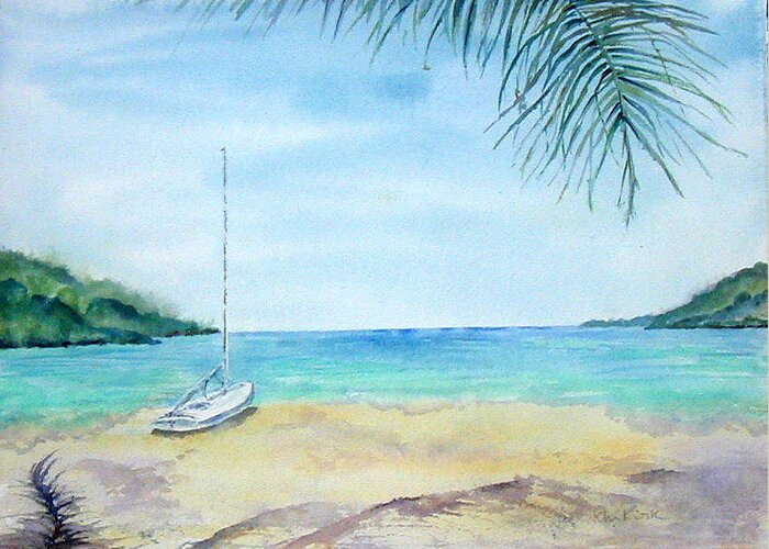 Beach Greeting Card featuring the painting Waiting for a Sailor by Diane Kirk