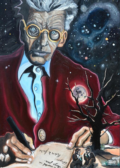 Samuel Greeting Card featuring the painting Waiting For Godot- Samuel Beckett by David Fossaceca