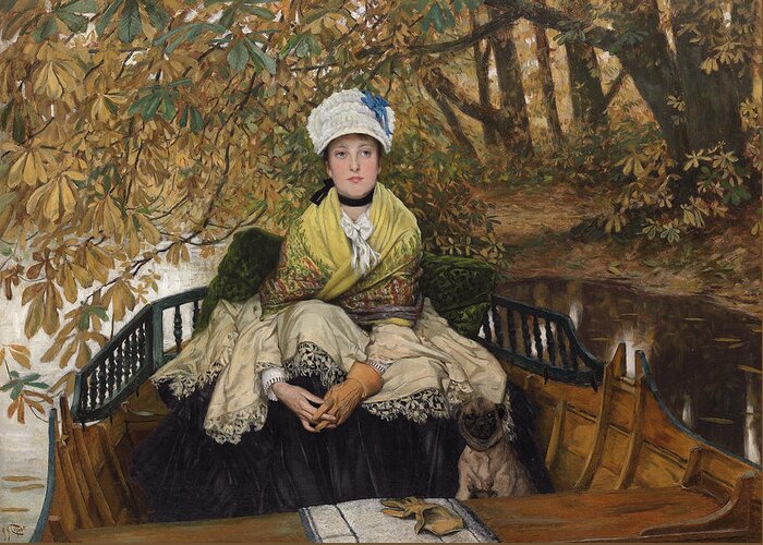 Row Greeting Card featuring the painting Waiting by James Jacques Joseph Tissot