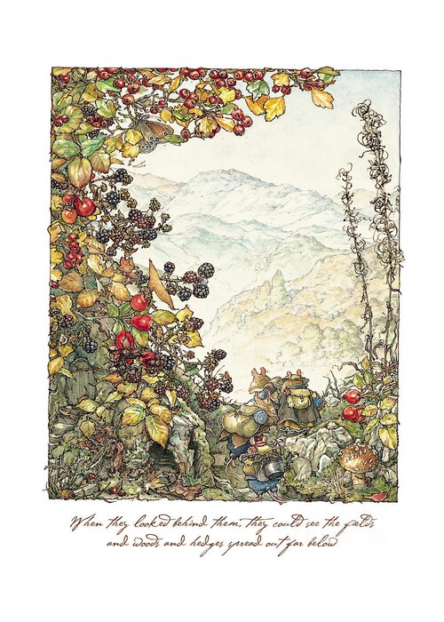Brambly Hedge Greeting Card featuring the drawing Walk to the High Hills by Brambly Hedge