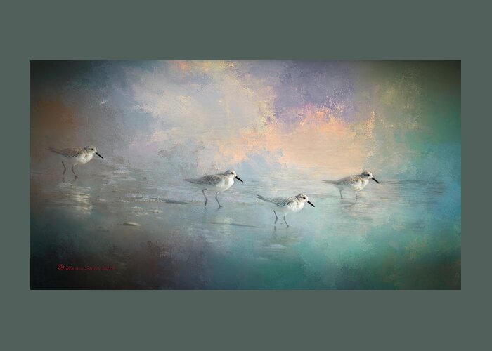 Birds Greeting Card featuring the digital art Walking Into The Sunset by Marvin Spates