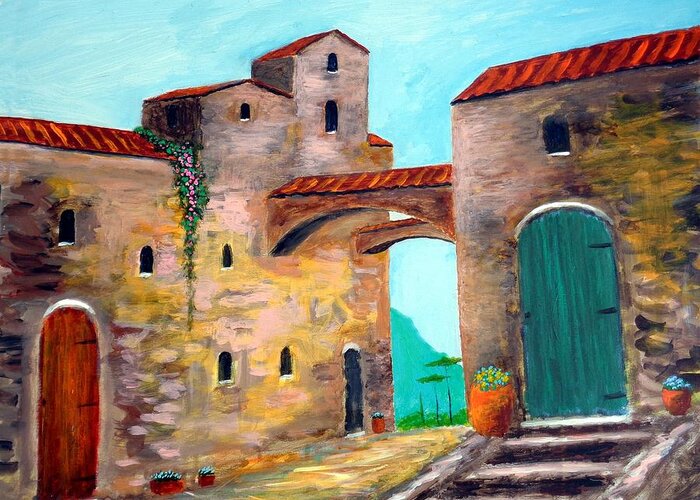 Italy .italy Art Greeting Card featuring the painting Walls Of Time by Larry Cirigliano