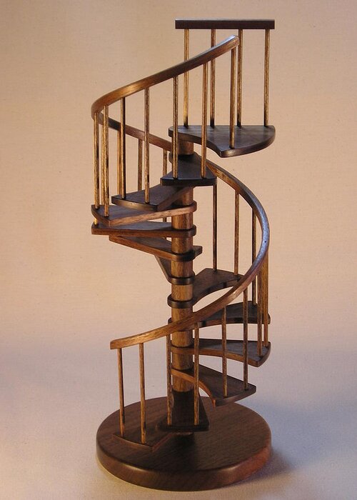 Architecture Greeting Card featuring the sculpture Walnut spiral staircase by Don Lorenzen