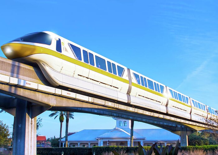 Magic Kingdom Greeting Card featuring the photograph Walt Disney World Monorail by Mark Andrew Thomas