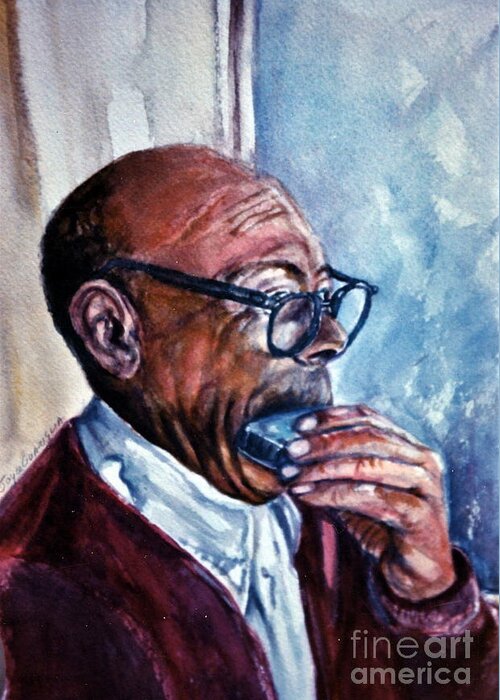 Portrait Greeting Card featuring the painting Walts Granddad by Joyce Guariglia
