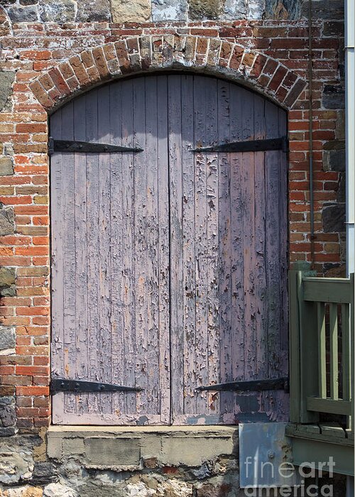 Wooden Greeting Card featuring the photograph Warehouse Wooden Door by Thomas Marchessault