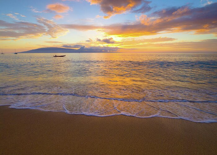 Sunset Greeting Card featuring the photograph Warm Ka'anapali Sunset by Christopher Johnson