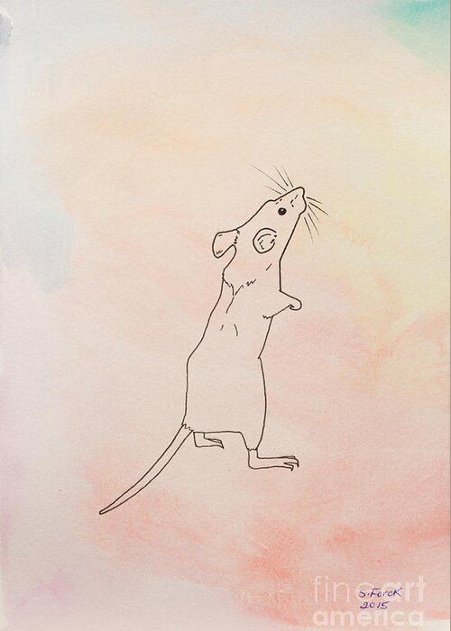 Mouse Greeting Card featuring the painting Warm Mouse by Stefanie Forck