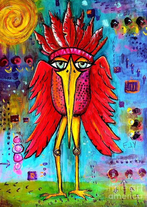 Bird Greeting Card featuring the painting Warrior Spirit by Vickie Scarlett-Fisher