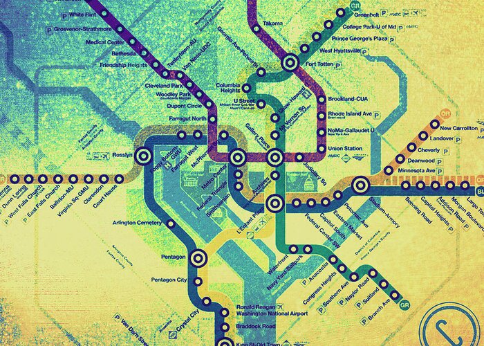 Brandi Fitzgerald Greeting Card featuring the digital art Washington DC Metro by Brandi Fitzgerald