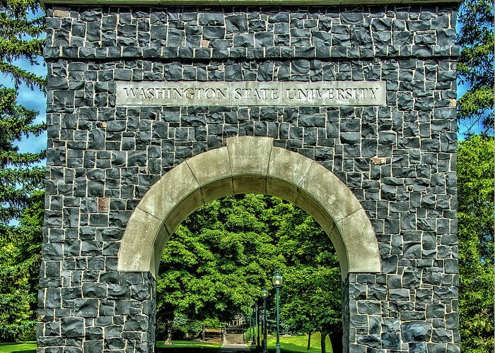 Wsu Entrance Arch Greeting Card featuring the photograph Washington State University Historic Memorial Arch by Ed Broberg