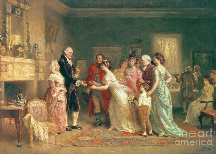Washington Greeting Card featuring the painting Washingtons Birthday by Jean Leon Jerome Ferris