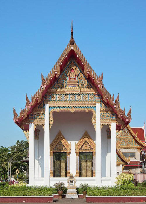 Scenic Greeting Card featuring the photograph Wat Bangphratoonnok Phra Ubosot DTHB0556 by Gerry Gantt