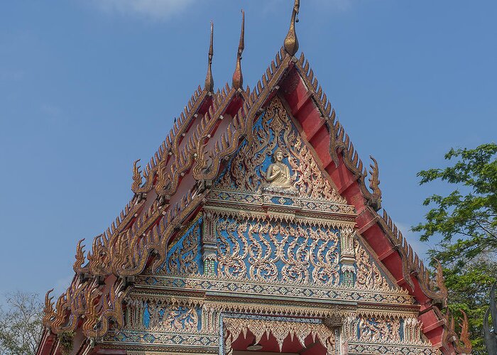 Temple Greeting Card featuring the photograph Wat Kao Kaew Phra Ubosot Gable DTHCP0020 by Gerry Gantt
