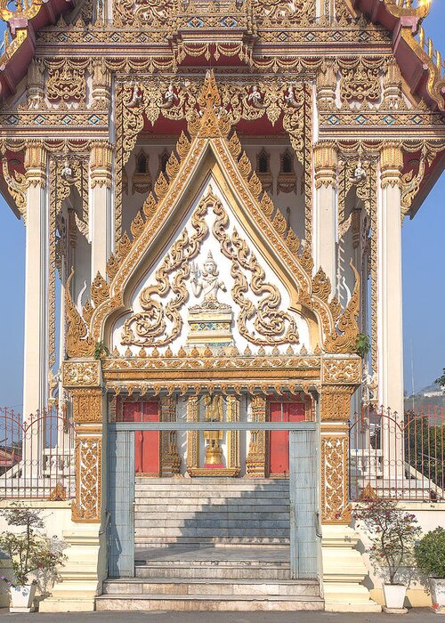 Temple Greeting Card featuring the photograph Wat Woranat Bonphot Phra Ubosot Gate DTHNS0018 by Gerry Gantt