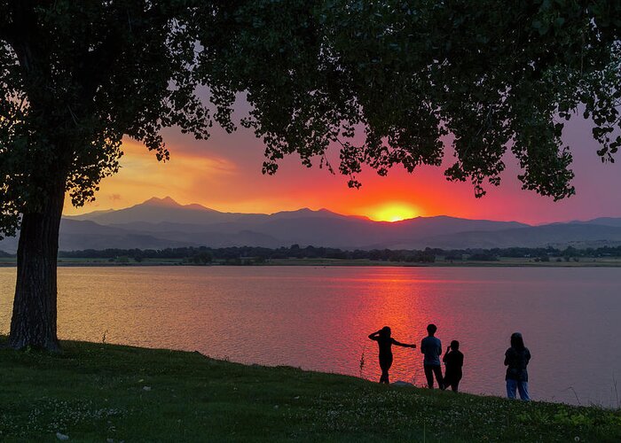 Nature Landscapes Greeting Card featuring the photograph Watching A Burning Sunset What A View by James BO Insogna