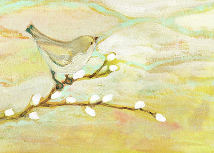 Bird Greeting Card featuring the painting Watching the Clouds No 3 by Jennifer Lommers