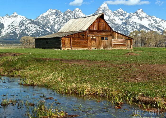 Moulton Barn Greeting Card featuring the photograph Water By The Barn by Adam Jewell