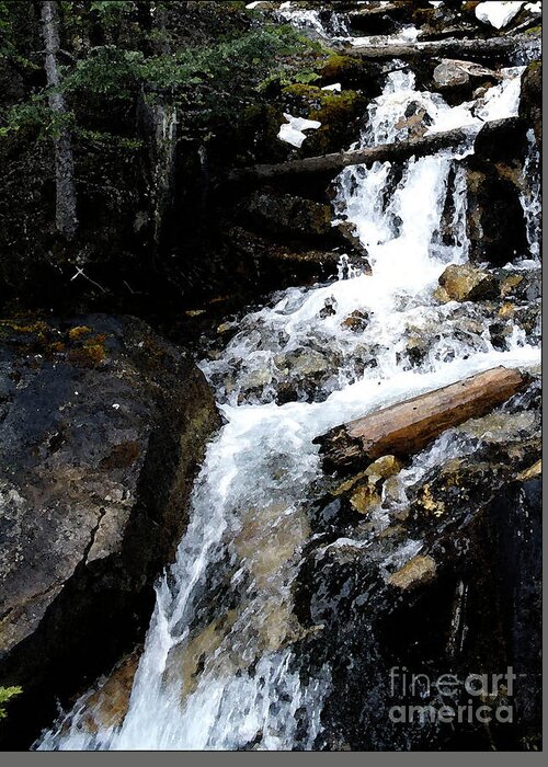 #water #stream #nature #fineart #art #images #digital #photography #stream #banffalberta #waterfall #print Greeting Card featuring the digital art Water Fall by Jacquelinemari