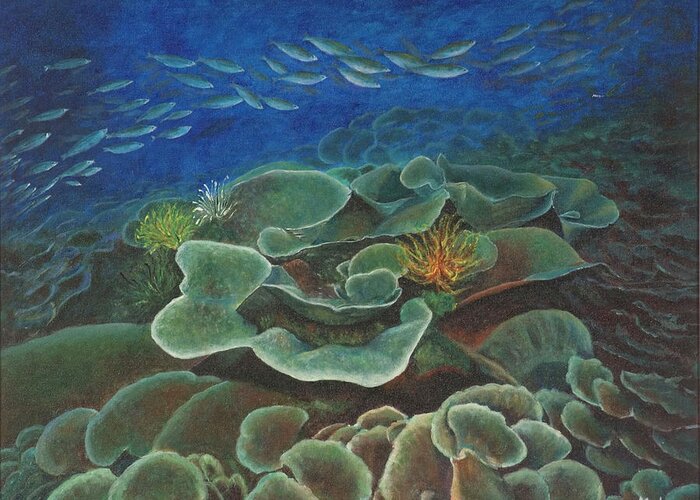 Life Under Water Greeting Card featuring the painting Water Life floral by Miki Sion