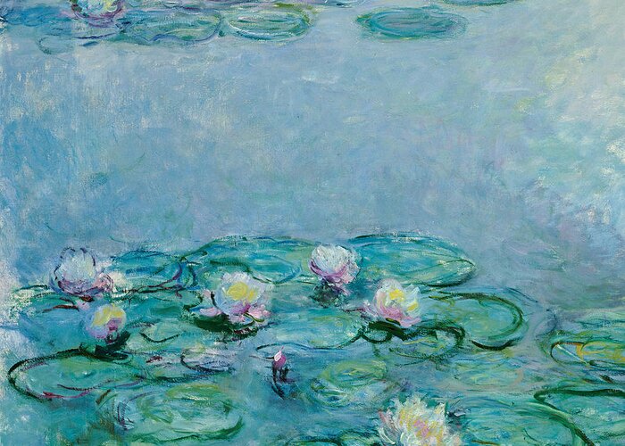 French Greeting Card featuring the painting Water Lilies by Claude Monet