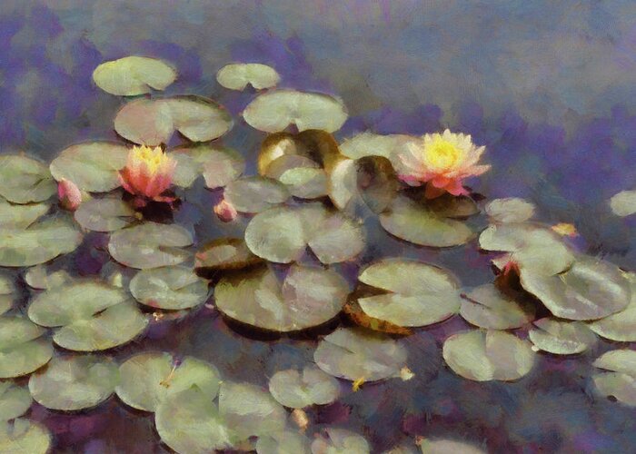 Nature Greeting Card featuring the photograph Water Lilies Impressionistic by Ann Powell