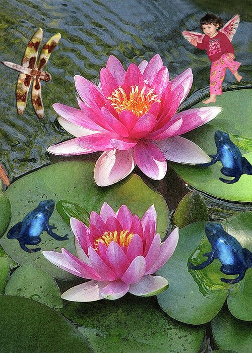 Water Lily Greeting Card featuring the photograph Water Lily Fantasy by Helaine Cummins