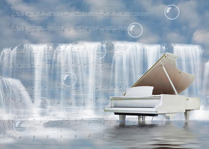 Digital Design Greeting Card featuring the digital art Water synphony for piano by Angel Jesus De la Fuente
