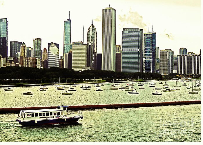 Water Greeting Card featuring the photograph Water Taxi In Chicago by Lydia Holly