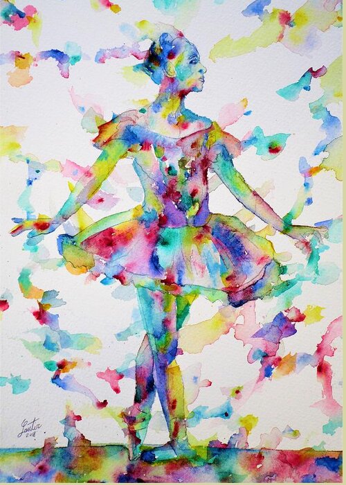 Ballerina Greeting Card featuring the painting Watercolor Ballerina.2 by Fabrizio Cassetta
