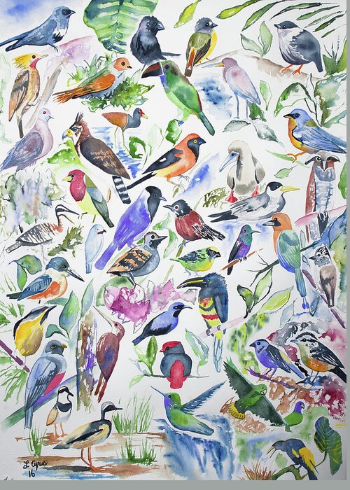 Bird Greeting Card featuring the painting Watercolor - Birds of Ecuador by Cascade Colors