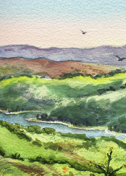 Hills Greeting Card featuring the painting Watercolor Hills Of California by Irina Sztukowski