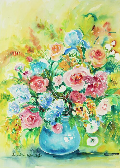 Flowers Greeting Card featuring the painting Watercolor Series 120 by Ingrid Dohm
