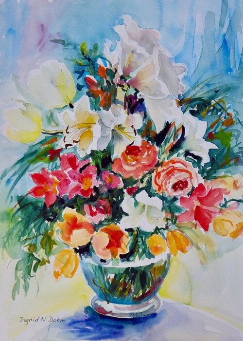 Flowers Greeting Card featuring the painting Watercolor Series No. 226 by Ingrid Dohm
