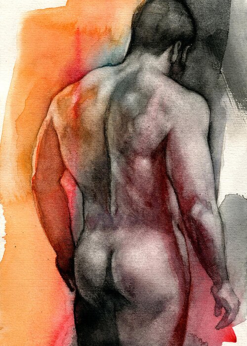 Male Greeting Card featuring the painting Watercolor study 5 by Chris Lopez