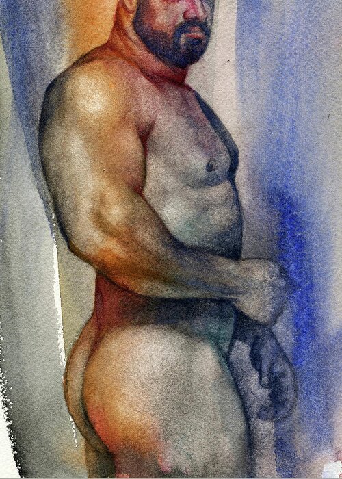 Male Greeting Card featuring the painting Watercolor Study 9 by Chris Lopez