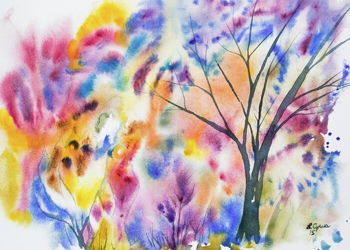 Tree Greeting Card featuring the painting Watercolor - Whimsical Tree by Cascade Colors