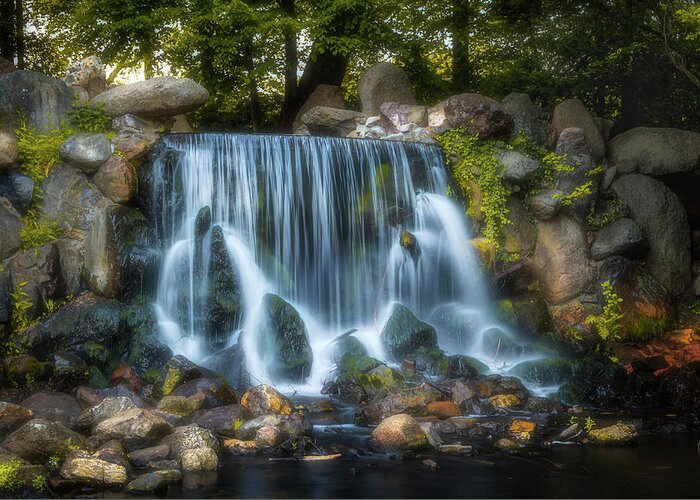 Arnhem Greeting Card featuring the photograph Waterfall in Sonsbeek Park by Tim Abeln