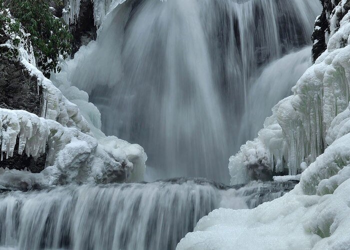 Waterfall Greeting Card featuring the photograph Dingmans Falls In Winter #1 by Stephen Vecchiotti