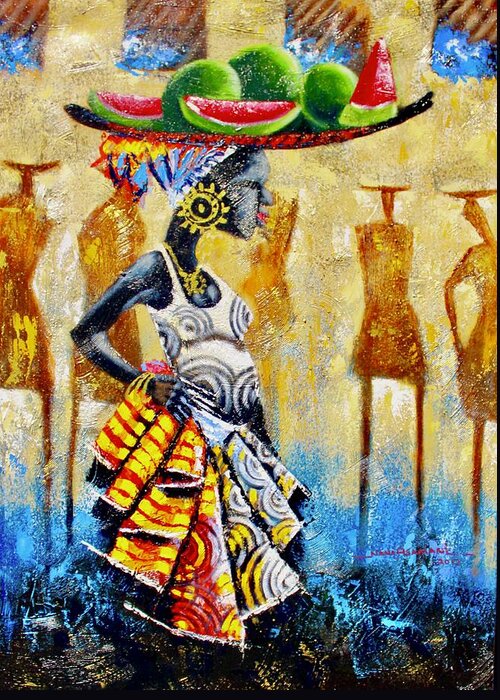 African Art Greeting Card featuring the painting Watermelon by Nana