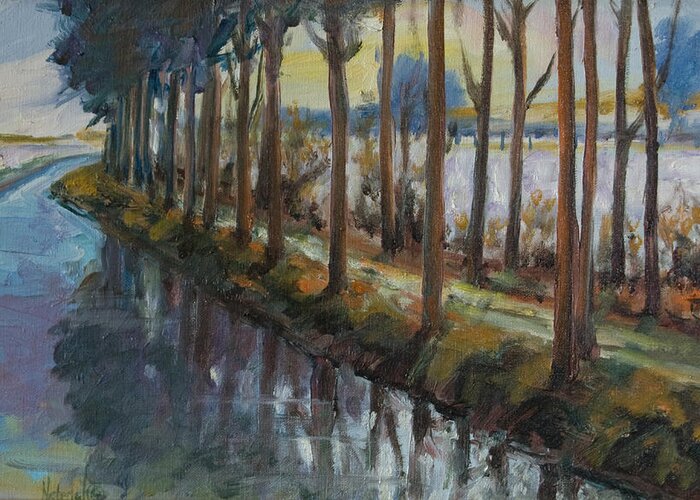 Trees Greeting Card featuring the painting Waterway by Rick Nederlof