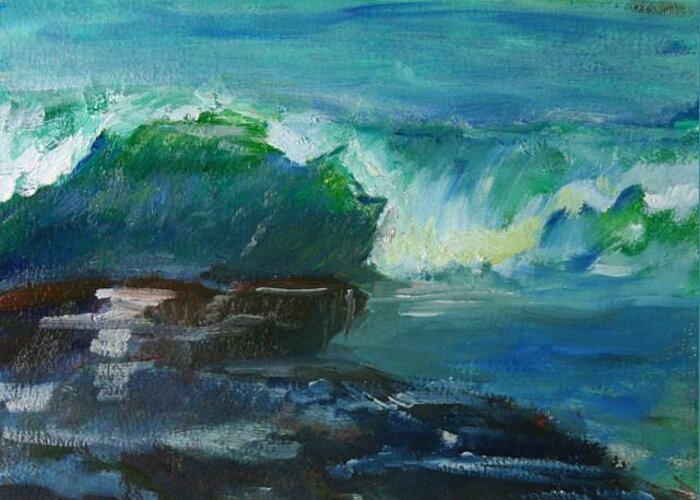Seascape Greeting Card featuring the painting Wave Number One by Jeremy McKay