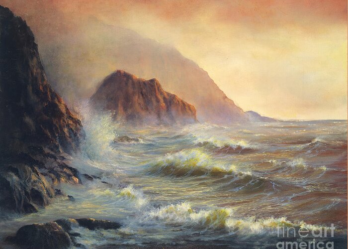 Seascape Greeting Card featuring the painting Waves After the Storm by Jeanette French