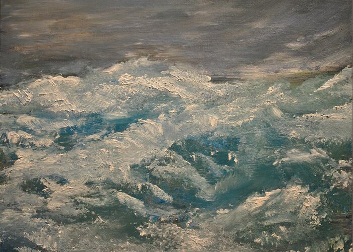 Waves Greeting Card featuring the painting Waves by Evelina Popilian