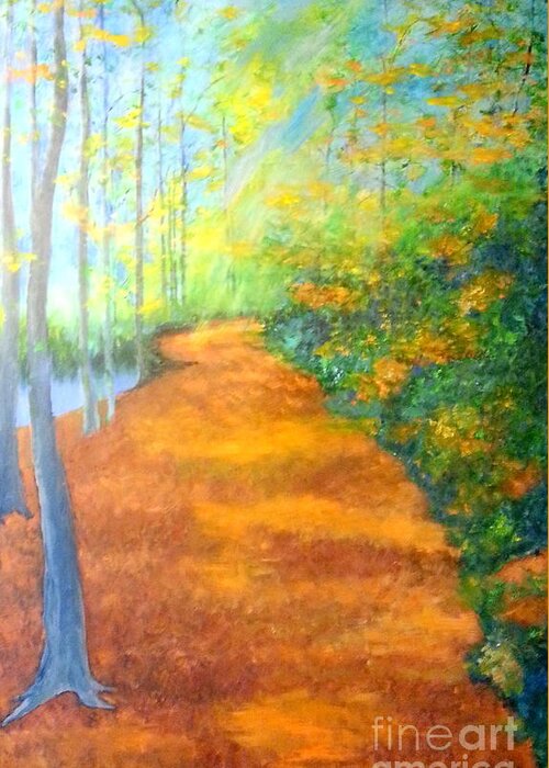 Impressionistic Work Greeting Card featuring the painting Way in the Forest by Dagmar Helbig