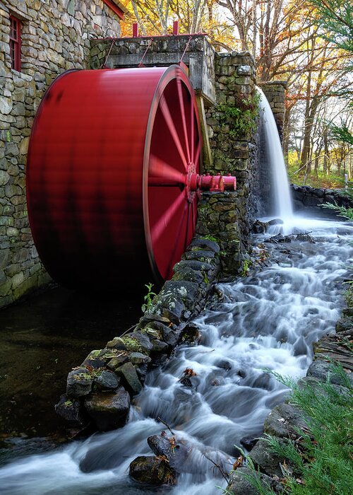 Landscape Greeting Card featuring the photograph Wayside Inn Grist Mill Water Wheel by Betty Denise