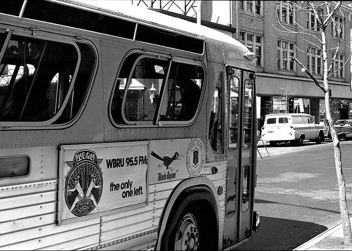Wbru Greeting Card featuring the photograph WBRU-FM Bus Sign, 1975 by Jeremy Butler