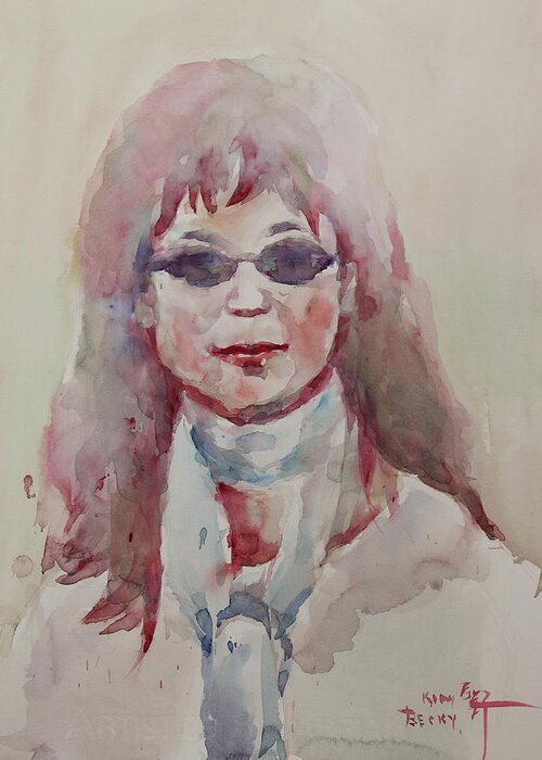 Watercolor Greeting Card featuring the painting WC Portrait 1629 My Sister Younhee by Becky Kim